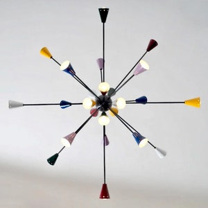 Spectacular Large Mid Century Multicolour Sputnik Chandelier , Multicolor SCOPPIARE Sputnik Ceiling Light Lamp Dining Entrance 53 24 bulb image 4