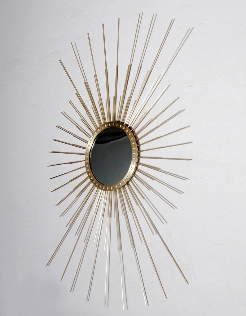 Stunning Mid Century Modern Mirror , Sunburst Wall Mirror Starburst , Handmade Solid Brass Mirror , Large 120cms High X 80cms Wide. image 5