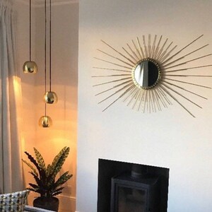 Stunning Mid Century Modern Mirror , Sunburst Wall Mirror Starburst , Handmade Solid Brass Mirror , Large 120cms High X 80cms Wide. image 6