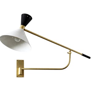 Italian Vintage Brass Wall Sconce With Long Swing Arm Wall Lamp Light Handmade Raw Brass Lamp Light Fixture Kitchen Bedside Lounge