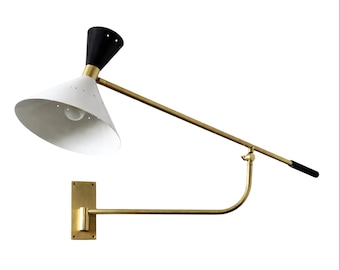 Italian Vintage Brass Wall Sconce With Long Swing Arm Wall Lamp Light Handmade Raw Brass Lamp Light Fixture Kitchen Bedside Lounge