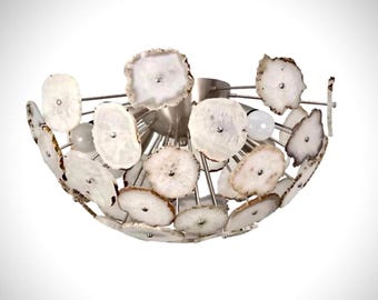 Agate Slice Ceiling Light - Modern Crystal Gemstone Flush Mount Fixture