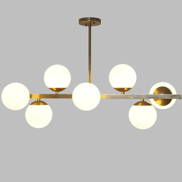 Modern Linear Ceiling Pendant Light Grace II , Minimalist Modern Ceiling Lamp Globe Chandelier Kitchen Dining Room 7 light