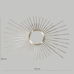 Stunning Mid Century Modern Mirror , Sunburst Wall Mirror Starburst , Handmade Solid Brass Mirror , Large 120cms High X 80cms Wide. image 8