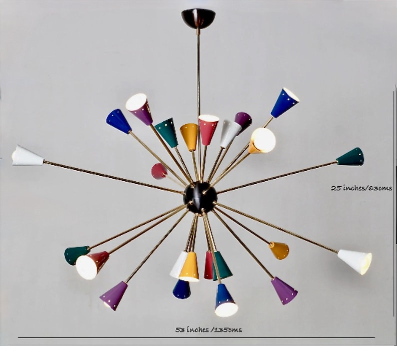 Spectacular Large Mid Century Multicolour Sputnik Chandelier , Multicolor SCOPPIARE Sputnik Ceiling Light Lamp Dining Entrance 53 24 bulb image 8