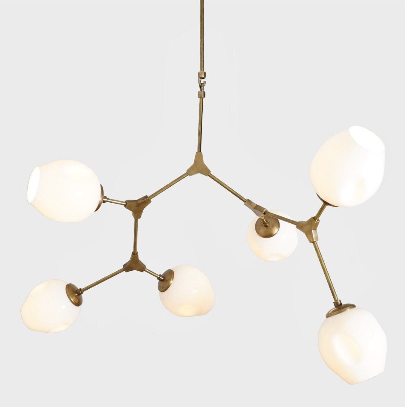 Lustre Contemporain de Bulle Branchement, Grand Laiton Branchant La Lumière Plafond Globe Bud, 6 Glo