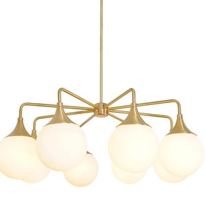 Beautiful Handmade Modern Brass Statement Chandelier , Mid Century ELISE Chandelier, Ceiling Light Lamp Dining room 6 light