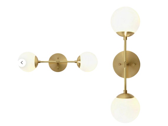 Mid Century Brass Wall Sconce Lamp Double Globe GEMMA Wall