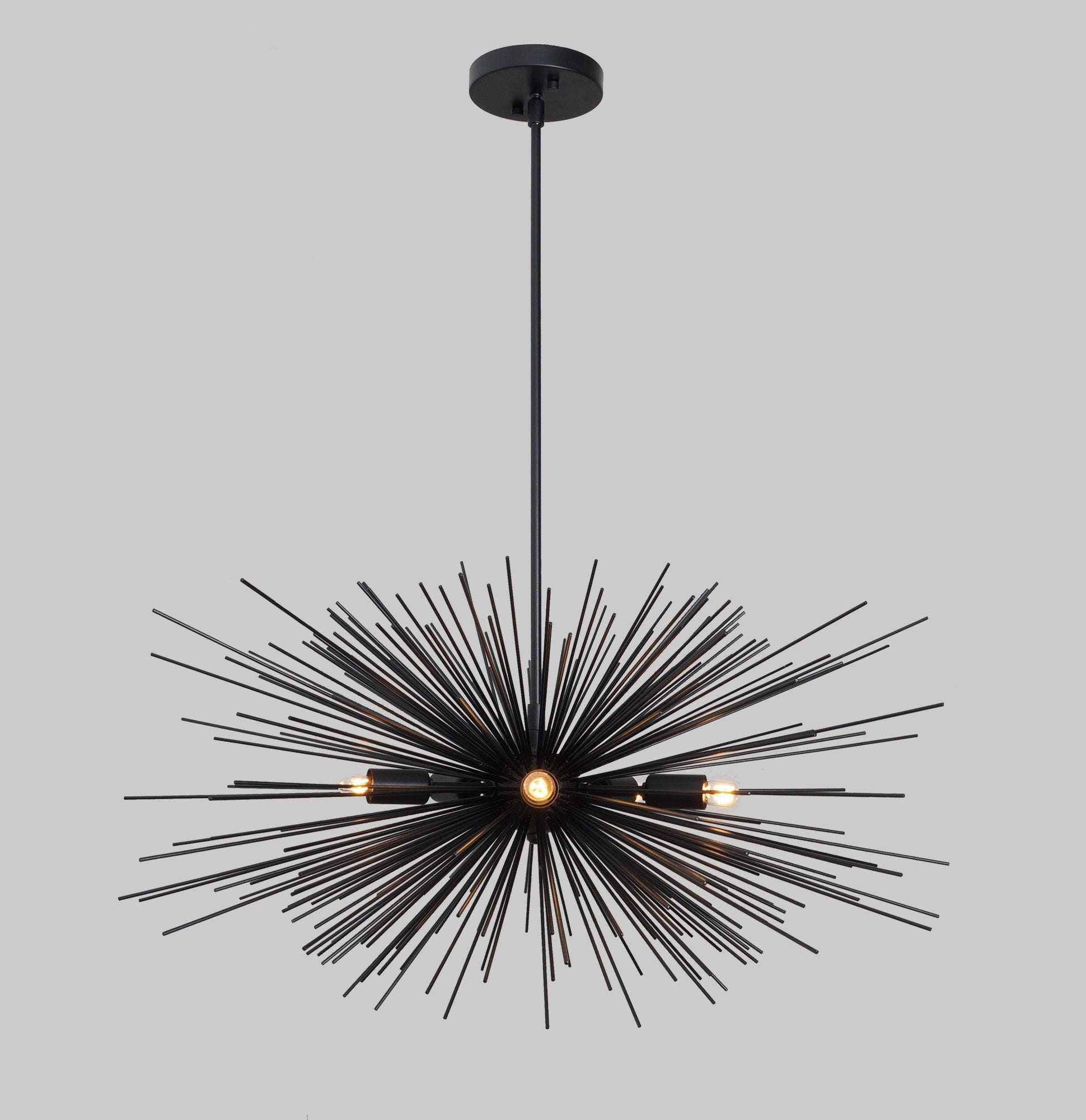 5 Lumières Mi-Siècle Noir Spoutnik Lustre Ava Starburst , Fait à La Main Plafonnier Pendentif