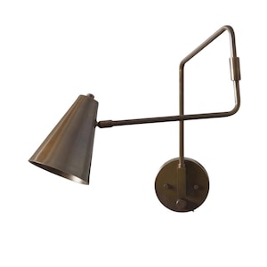 Mid Century Brass Swing Arm Wall Sconce, Italian Design