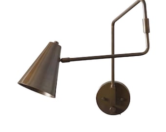 Mid Century Brass Swing Arm Wall Sconce, Italian Design
