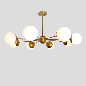 Gorgeous Mid Century Sputnik Chandelier Ceiling Light Lamp, Brass Sputnik Low Ceiling Light Fixture Dining Entrance Lounge HELIO 8