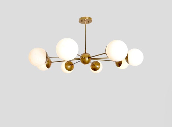 Lustre Spoutnik Coloré - 16 Bras, Laiton, Style Mid-Century Italien - Neuf