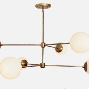 Modern Brass Sputnik Chandelier Ceiling Light Lamp , Glass Globe Ceiling Pendant Light Lamp Dining Entrance Bedroom Hallway Passage 6 light