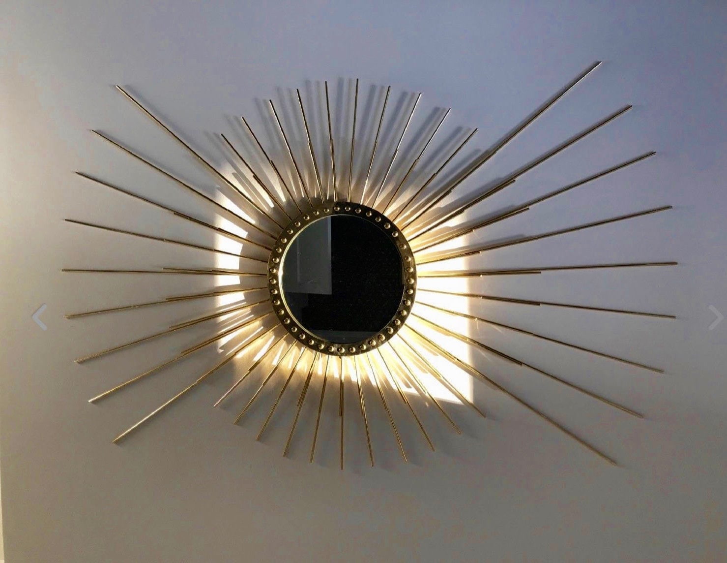 Handmade Solid Brass Sunburst Mirror - Mid-Century Modern Wall Decor | 120x80cms