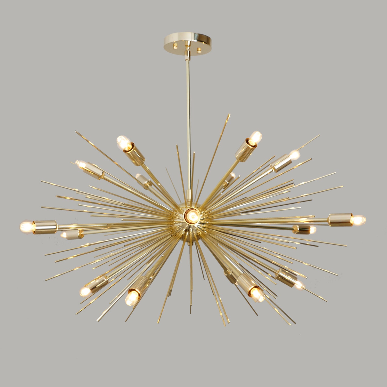 Mid Century Sputnik Chandelier , Modern Handmade CLASSIC Brass Sputnik  Ceiling Light Fixture Lamp 18 Light 32inch 