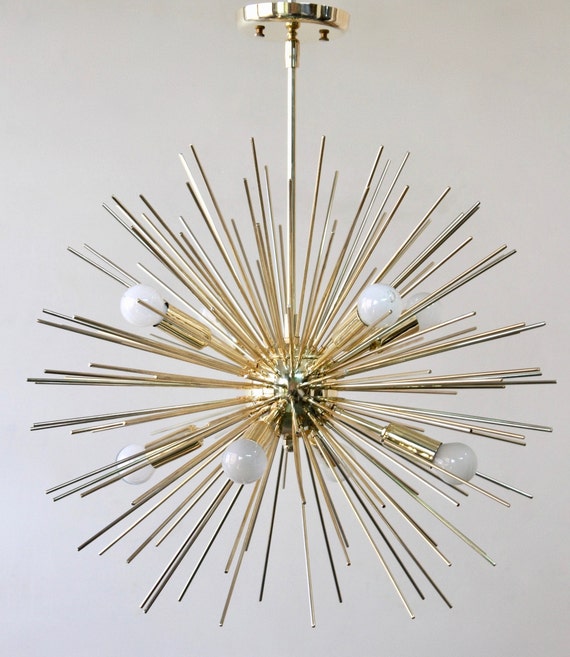 Mid Century Sputnik Chandelier , Modern Handmade CLASSIC Brass Sputnik  Ceiling Light Fixture Lamp 18 Light 32inch 