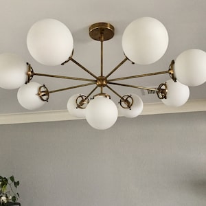 Gorgeous Mid Century Sputnik Chandelier Light Lamp , Large Modern HELIO Handmade Ceiling Pendant Light Lamp Dining Hallway Kitchen 9 Light image 7