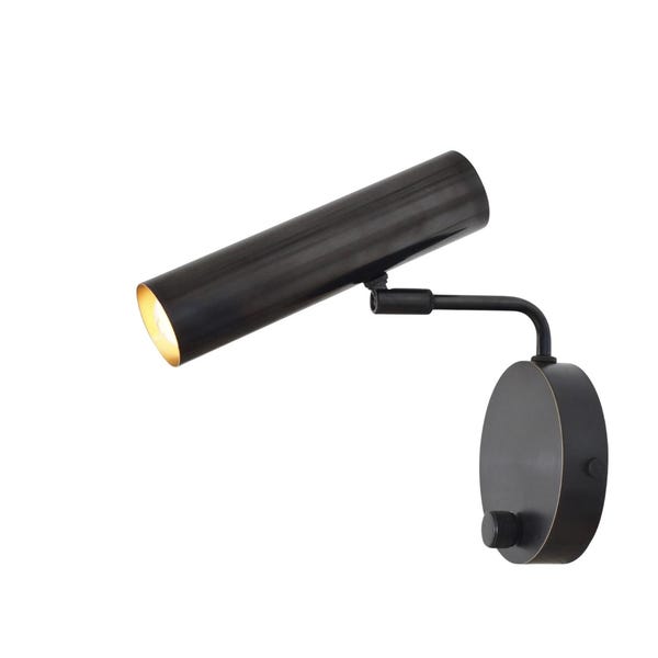 Aplique de pared contemporáneo Lindi acanalado, lámpara de lectura moderna de latón, luz de pared