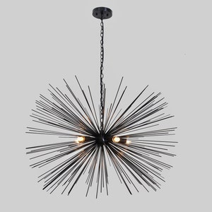 Mid Century Sputnik Chandelier Ceiling Lamp Light Handmade Brass Urchin STARBURST Chandelier Entrance Hall Dining Room 5 light antique black