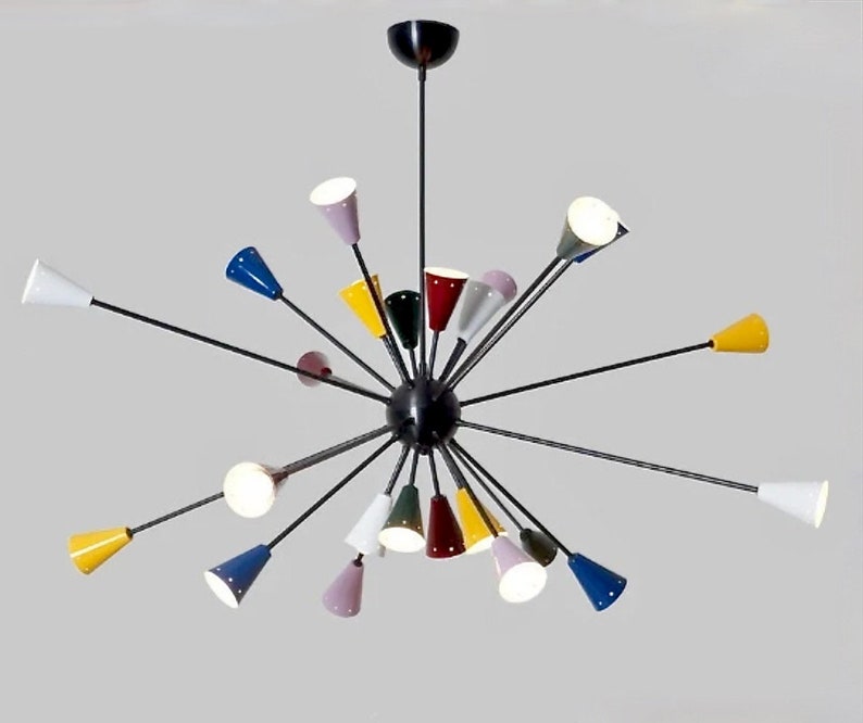 Spektakuläre große Mid Century Multicolour Sputnik Kronleuchter, Multicolor SCOPPIARE Sputnik Deckenleuchte Lampe Esszimmer Eingang 53 24 Glühbirne Bild 3