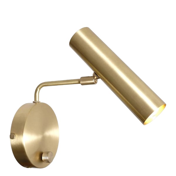 Hedendaagse messing gecanneleerde wandkandelaar, handgemaakte leeslamp