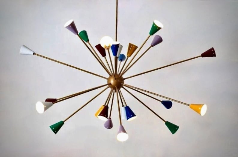 Spectacular Large Mid Century Multicolour Sputnik Chandelier , Multicolor SCOPPIARE Sputnik Ceiling Light Lamp Dining Entrance 53 24 bulb image 1