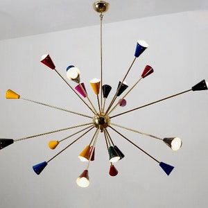 Spectacular Large Mid Century Multicolour Sputnik Chandelier , Multicolor SCOPPIARE Sputnik Ceiling Light Lamp Dining Entrance 53 24 bulb image 7