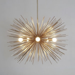 Mid Century Sputnik Chandelier Ceiling Lamp Light Handmade Brass Urchin STARBURST Chandelier Entrance Hall Dining Room 5 light polished brass