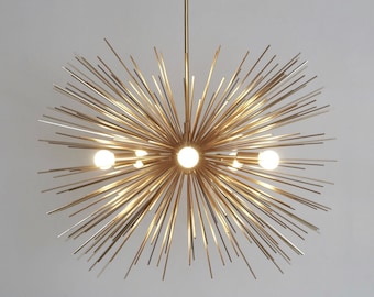 Mid Century Sputnik Chandelier Ceiling Lamp Light Handmade Brass Urchin STARBURST Chandelier Entrance Hall Dining Room 5 light