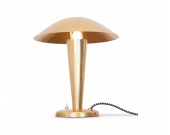 Lámpara de mesa Art Decó, lámpara de escritorio de lectura, luz Bauhaus, años 30, Alemania, DECO UNO, lámpara moderna vintage de latón con forma de hongo, luz para dormitorio, pasillo, bar y pub.
