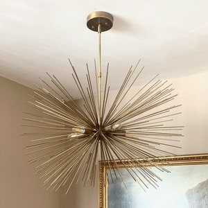 Mid Century Sputnik Chandelier Ceiling Lamp Light Handmade Brass Urchin STARBURST Chandelier Entrance Hall Dining Room 5 light image 7