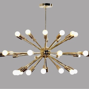 Large Handmade Brass Sputnik Chandelier - Mid Century Modern Lighting