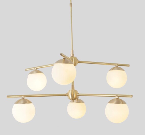 Modernist Gemma Brass Ceiling Lamp Contemporary Chandelier Image 0