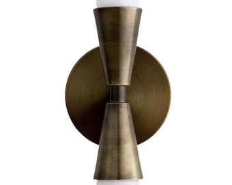 Handmade Brass Double Shade Cone Wall Sconce – Italian Vintage Style 2-Light Lamp - Kate
