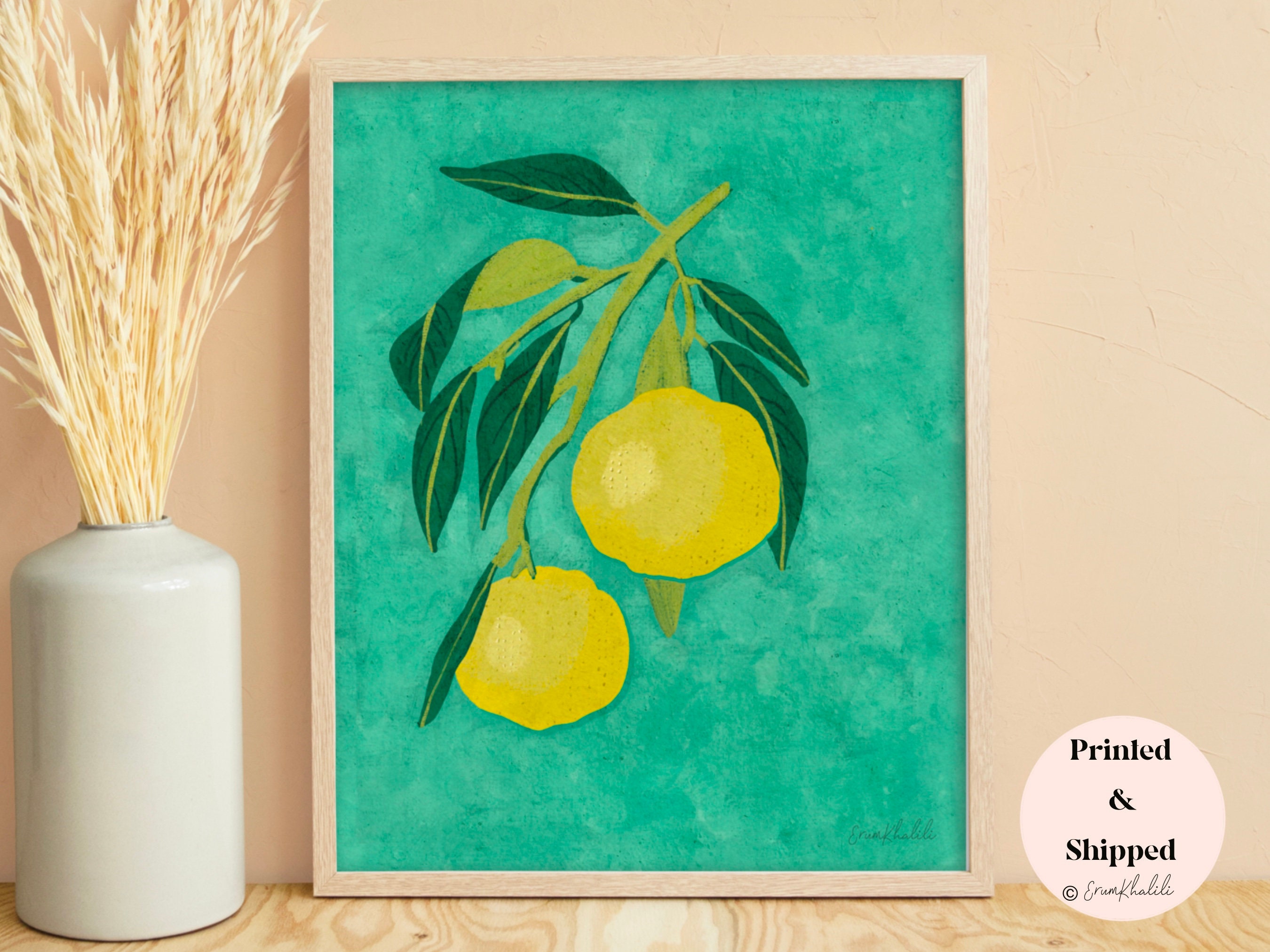 Modern Wall Art Print Lemon Decor farmhouse Kitchen Room Etsy