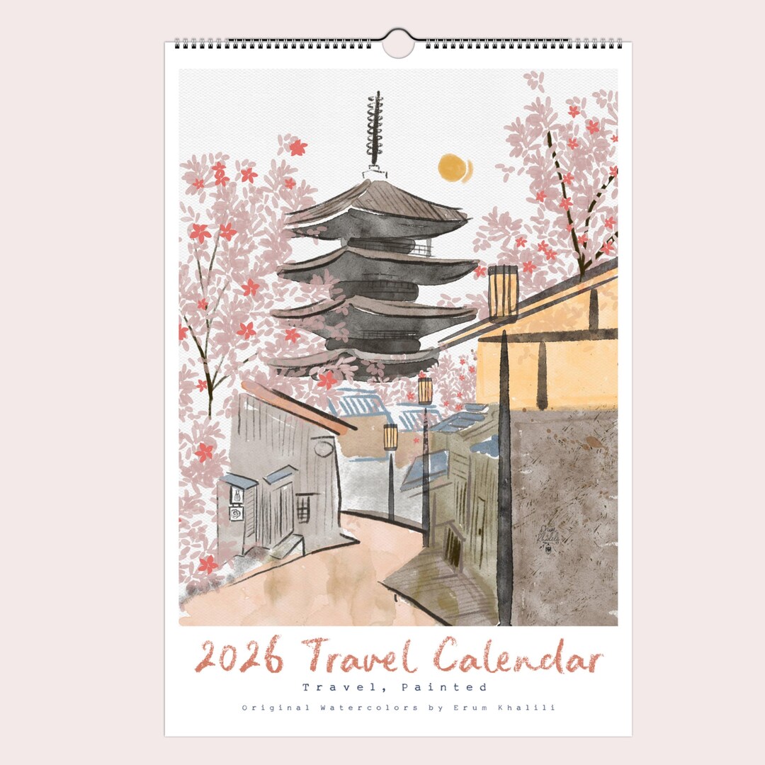 2026 Travel Wall Calendar – Watercolor Countries, Monthly 12-month ...