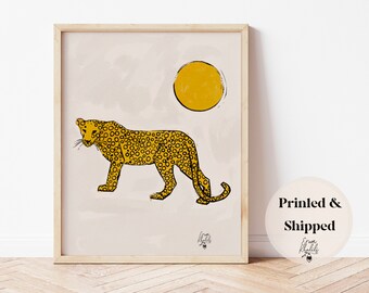 stampa artistica di leopardo, dipinto di ghepardo, arredamento boho per la casa, poster di gatto della giungla, arte minimalista di ghepardo, opere d'arte di animali, poster boho, arte di animali della giungla