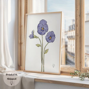 Violet birth flower painting, birth flower bouquet, violet flower artwork, floral art, wall art, February Birth Month gift, purple flower