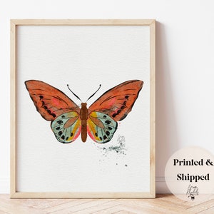 Boho butterflies, digital watercolor painting, vintage decor, boho girl nursery art print, butterfly wall art, modern nursery, girl room art