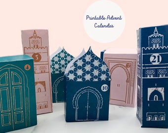 Boho Printable Advent Calendar, 31 days, Advent Calendar Printable, digital download, holiday decor, countdown calendar, advent