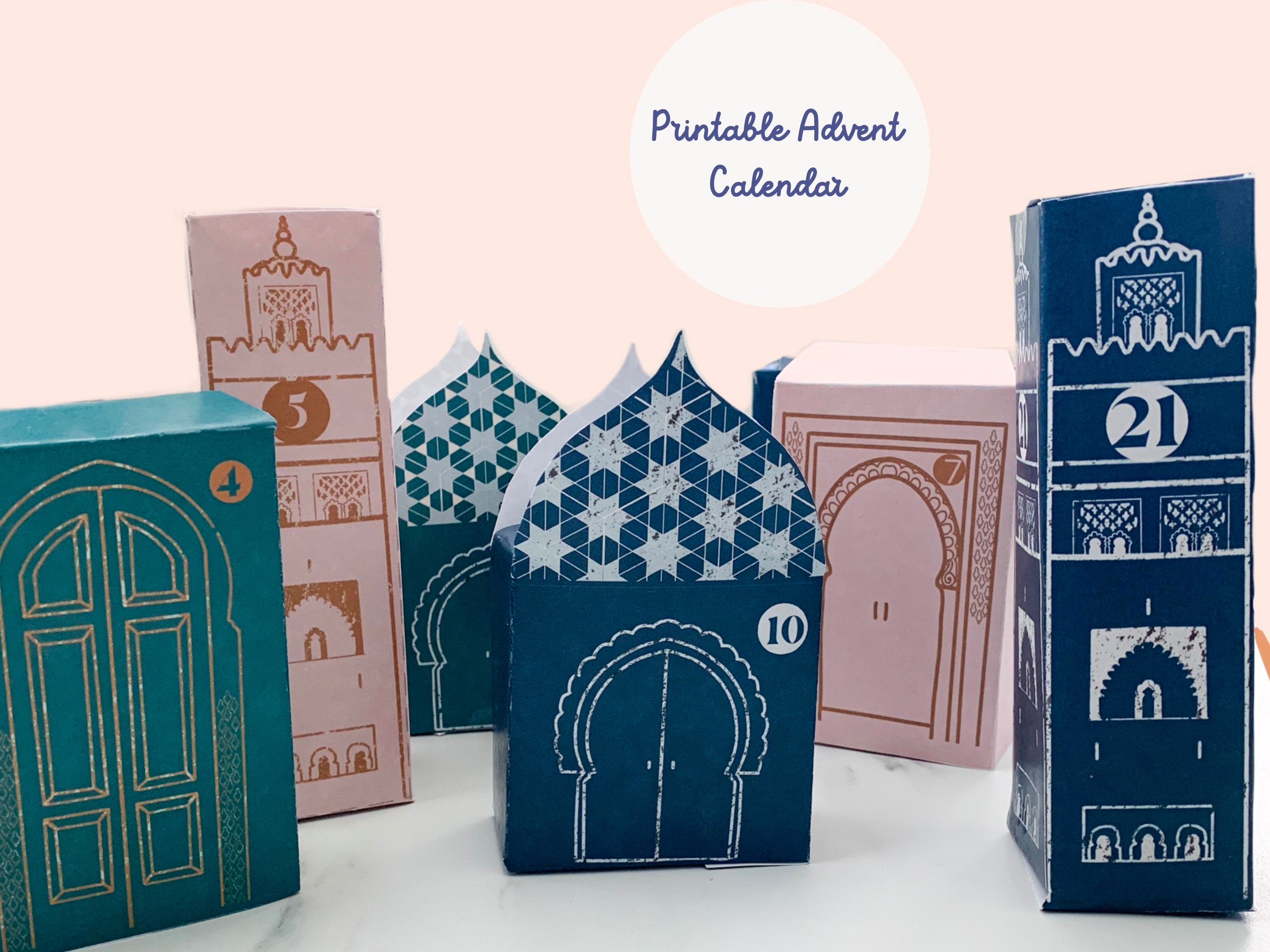Geometric Mosque Shape Multicolour Pocket Felt Ramadan Advent Calendar, Eid Party