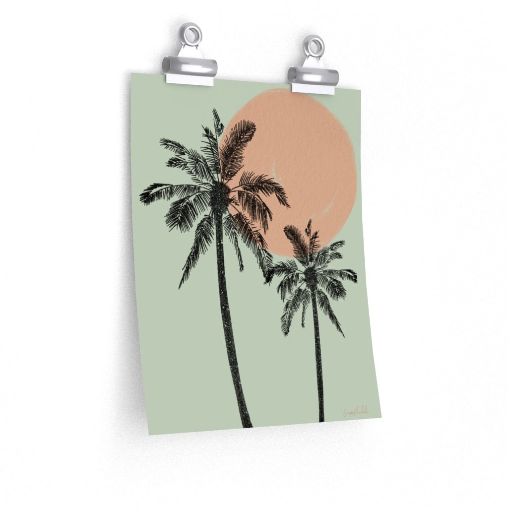 California Palm Tree Wall Art Print Beach Sunset Artwork Etsy