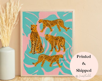 Cheetah Wall Art | Boho Animal Print | Cat lover gift | leopard theme design | Jungle | Wilderness | Gallery Wall Decor | Modern Wall Art