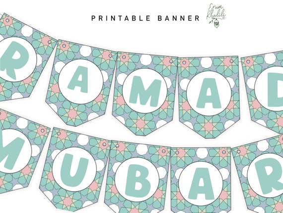Ramadan and Eid Mubarak Printable Banner Dual Purpose Decor - Etsy