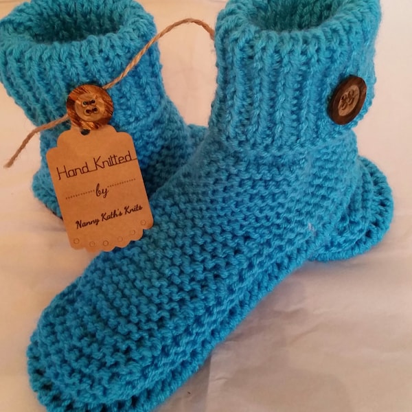 Handmade Knitted Sofa Socks, Turquoise Socks, Travel Socks, Ladies Bedsocks, Knitted Boot Socks, Unisex Socks, Knitted Socks, Cabin Socks