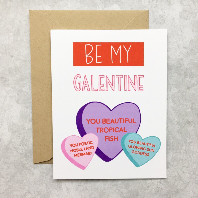 Galentine's Day Card Be My Galentine You Beautiful Tropical Fish, You Poetic Noble Land Mermaid, You Beautiful Glowing Sun Goddess image 1