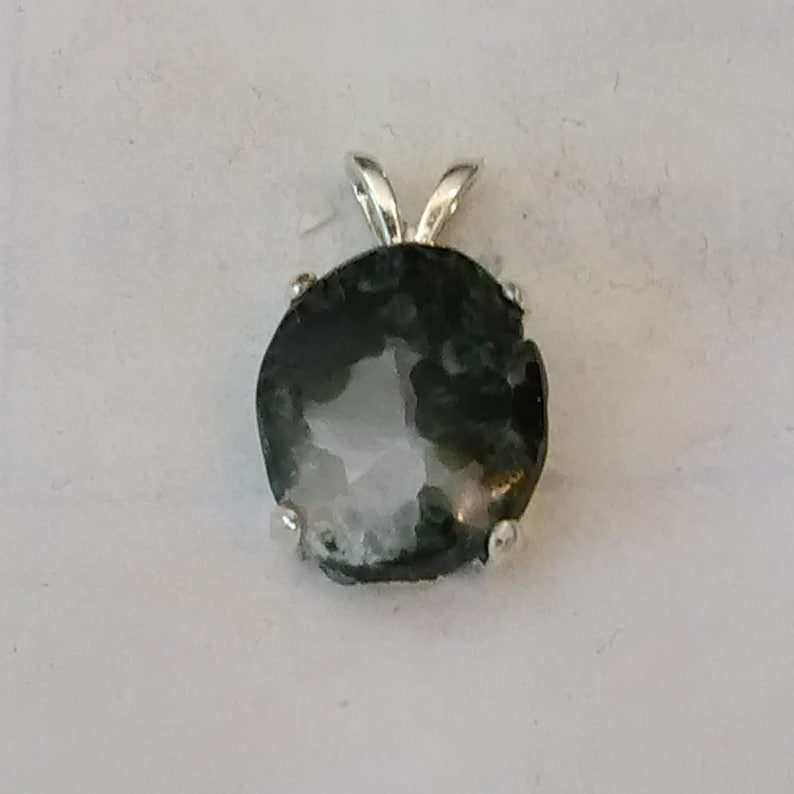 Hand crafted Michigan cabochon Green Stone in a sterling silver pendant setting
