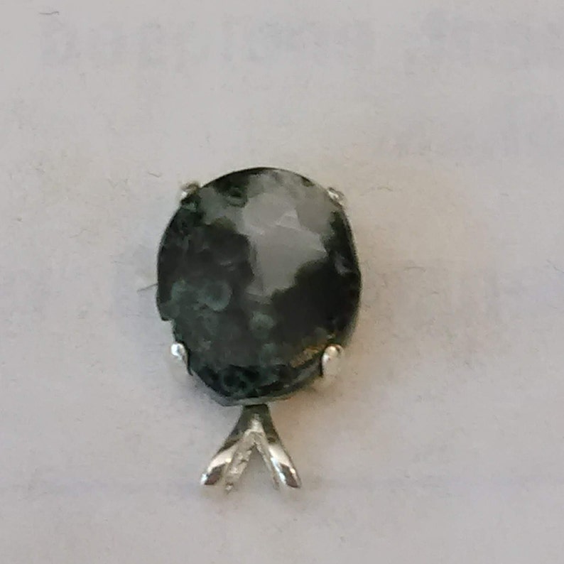 Hand crafted Michigan cabochon Green Stone in a sterling silver pendant setting