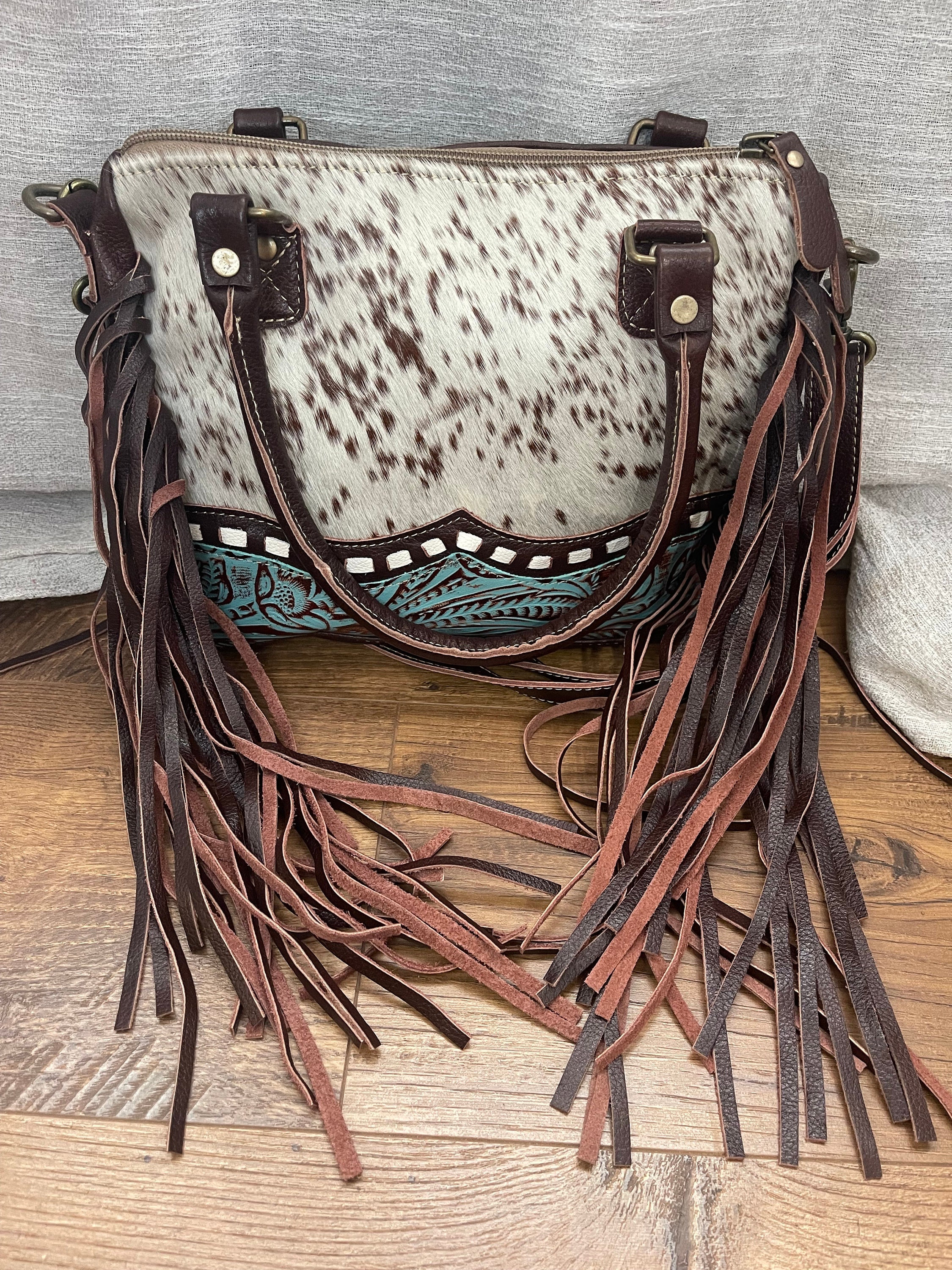 Real Cowhide Crossbody Purse With Fringes – Boho Living Room